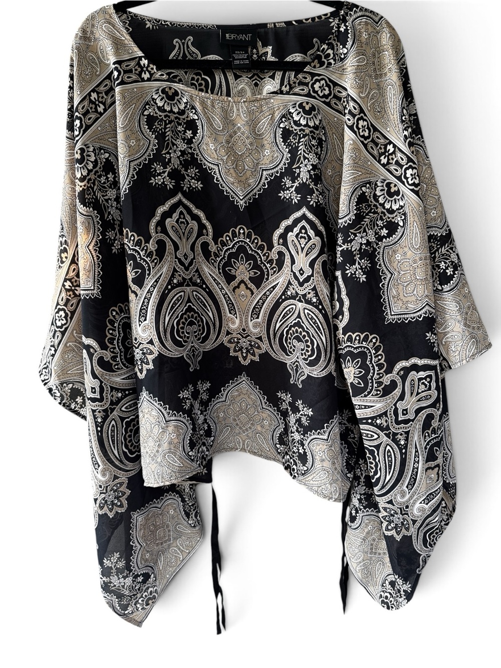 Lane Bryant Black and Cream Paisley Lace-Up Tunic